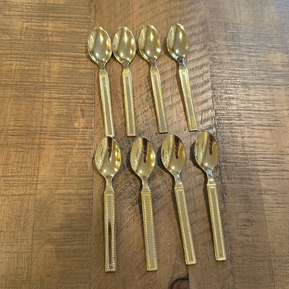 Set of 8 Tea Spoons - 24k gold